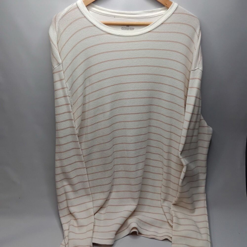 Merona Long Sleeve Shirt Men’s Size 2XL White Striped Knit Shirt RN17730